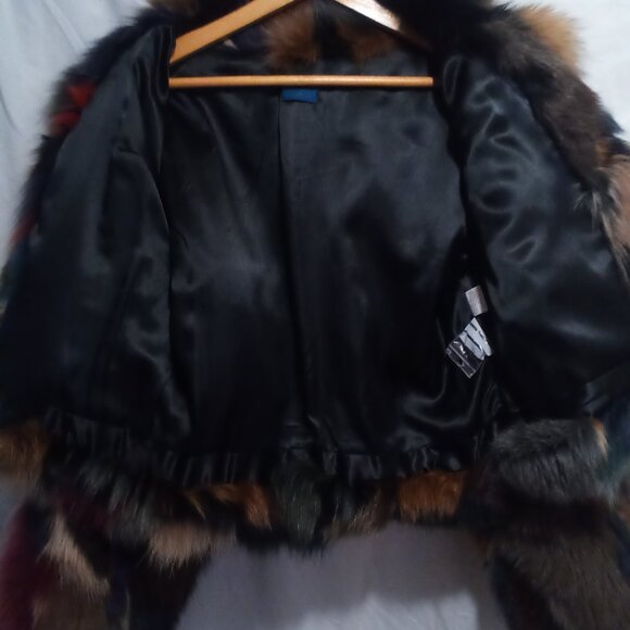 Fox fur colorful jacket and Matching Gloves - Picture 6 of 8